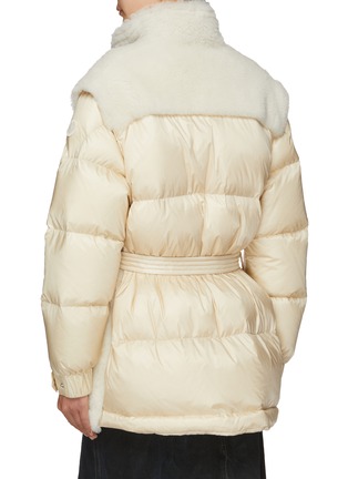 Back View - Click To Enlarge - MONCLER - Detachable Sleeve Belted Shearling Convertible Jacket