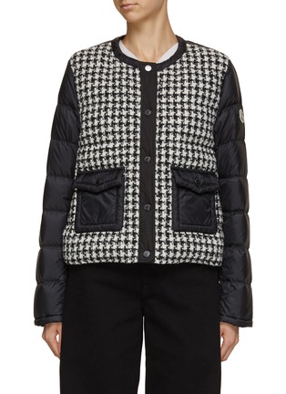Main View - Click To Enlarge - MONCLER - Houndstooth Bouclé Panel Puffer Jacket