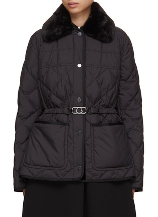 Main View - Click To Enlarge - MONCLER - Removable Fur Collar Belted Jacket