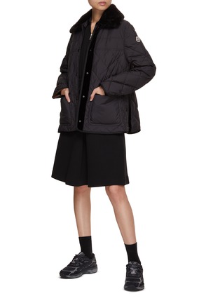 Figure View - Click To Enlarge - MONCLER - Removable Fur Collar Belted Jacket