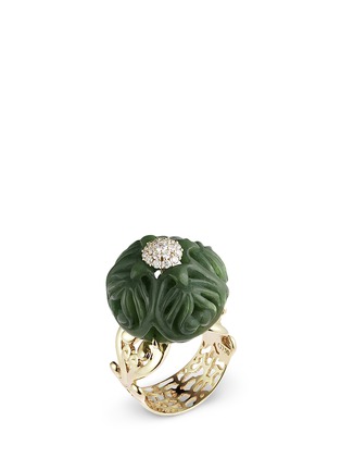 Detail View - Click To Enlarge - SHAOO PARIS - Diamond green jade 18k gold ring