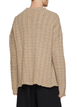 Back View - Click To Enlarge - MM6 MAISON MARGIELA - Distressed Edge Cable Knit Cardigan
