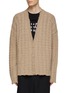 Main View - Click To Enlarge - MM6 MAISON MARGIELA - Distressed Edge Cable Knit Cardigan