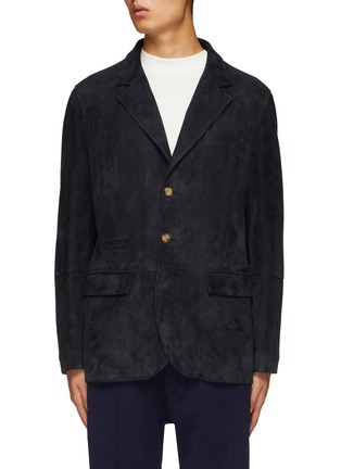 Main View - Click To Enlarge - BRUNELLO CUCINELLI - Notch Lapel Suede Leather Blazer