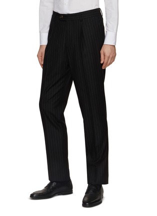 Detail View - Click To Enlarge - BRUNELLO CUCINELLI - Double Breasted Peak Lapel Pin Stripe Suit