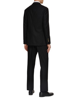 Back View - Click To Enlarge - BRUNELLO CUCINELLI - Double Breasted Peak Lapel Pin Stripe Suit