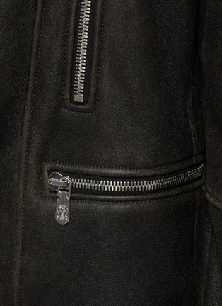  - BRUNELLO CUCINELLI - Fur Collar Leather Biker Jacket