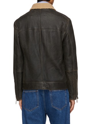 Back View - Click To Enlarge - BRUNELLO CUCINELLI - Fur Collar Leather Biker Jacket