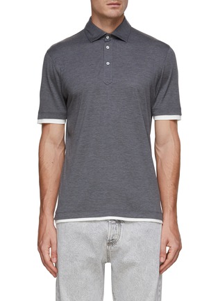 Main View - Click To Enlarge - BRUNELLO CUCINELLI - Silk Cotton Blend Layered Polo Shirt