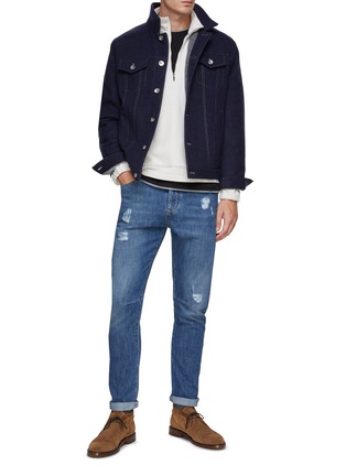 Figure View - Click To Enlarge - BRUNELLO CUCINELLI - Ripped Slim Jeans