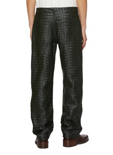 BOTTEGA VENETA | Intrecciato Leather Straight Leg Pants