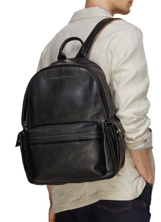 Figure View - Click To Enlarge - BRUNELLO CUCINELLI - Zipped Leather Backpack