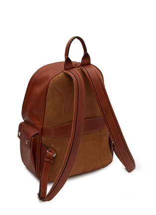 Detail View - Click To Enlarge - BRUNELLO CUCINELLI - Zipped Leather Backpack