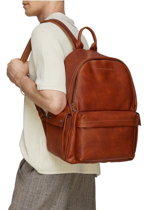 Figure View - Click To Enlarge - BRUNELLO CUCINELLI - Zipped Leather Backpack