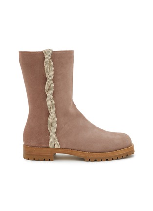 Main View - Click To Enlarge - RODO - Anouk Strass Embellished Suede Boots