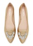 Detail View - Click To Enlarge - RODO - Lotus Crystal Embellished Glittered Ballerina Flats