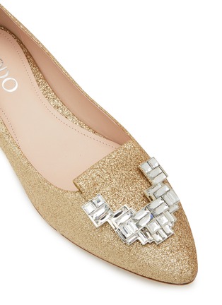 Detail View - Click To Enlarge - RODO - Lotus Crystal Embellished Glittered Ballerina Flats