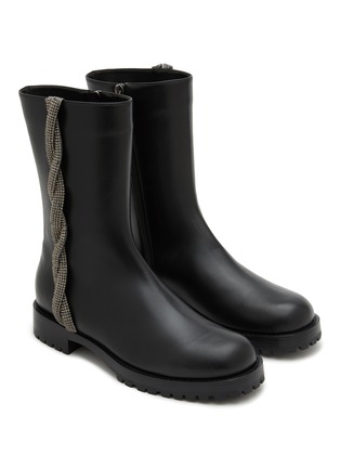 Detail View - Click To Enlarge - RODO - Anouk Strass Embellished Leather Boots