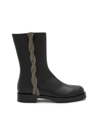 Main View - Click To Enlarge - RODO - Anouk Strass Embellished Leather Boots