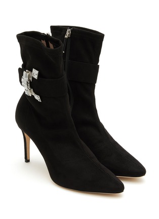 Detail View - Click To Enlarge - RODO - Chloe 80 Crystal Embellished Suede Boots