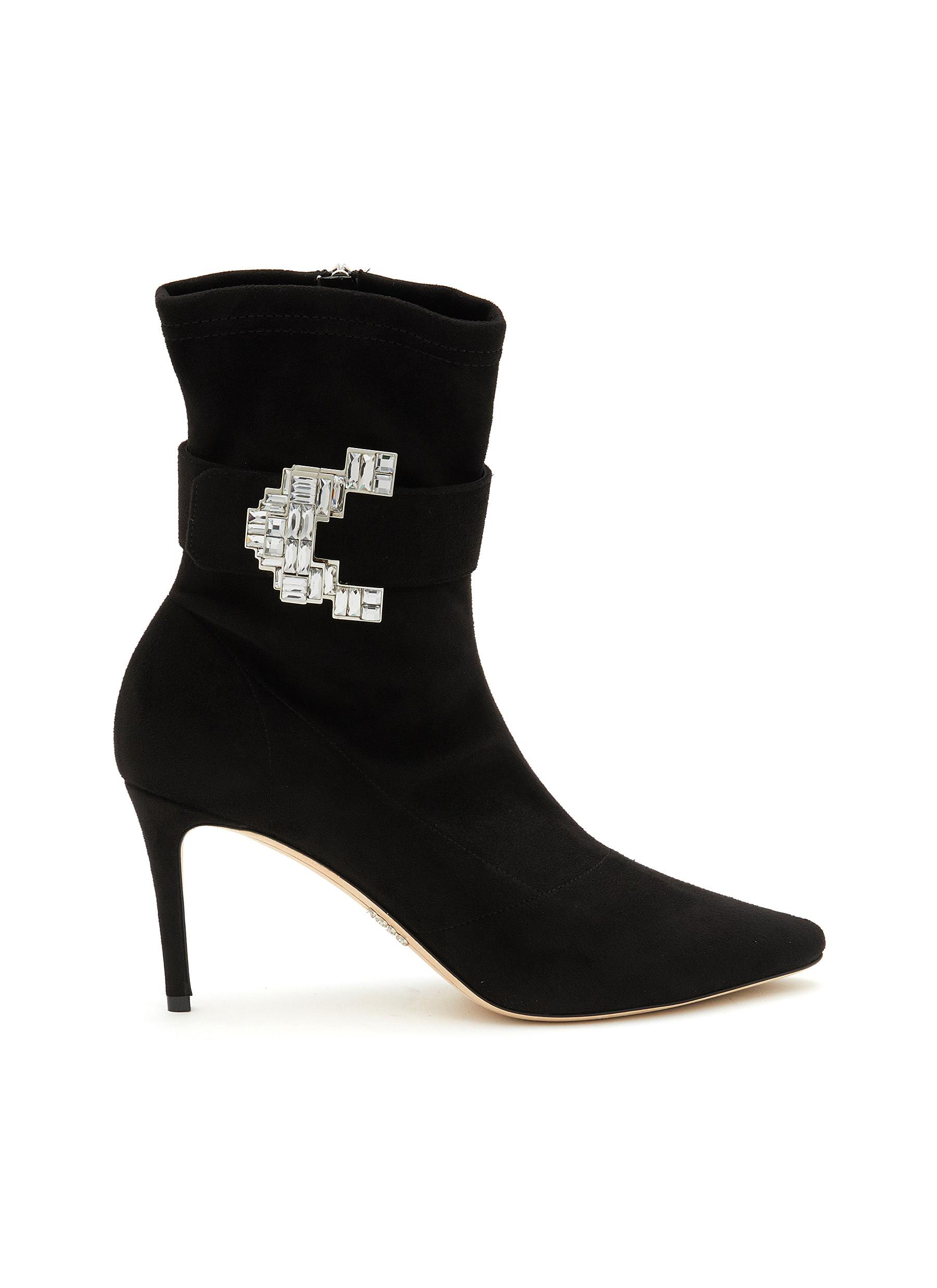 RODO Chloe 80 Crystal Embellished Suede Boots