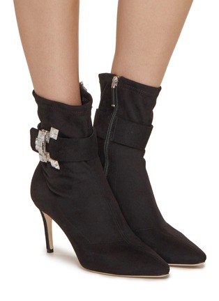 Figure View - Click To Enlarge - RODO - Chloe 80 Crystal Embellished Suede Boots