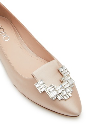 Detail View - Click To Enlarge - RODO - Lotus Crystal Embellished Satin Ballerina Flats