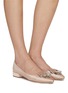 Figure View - Click To Enlarge - RODO - Lotus Crystal Embellished Satin Ballerina Flats