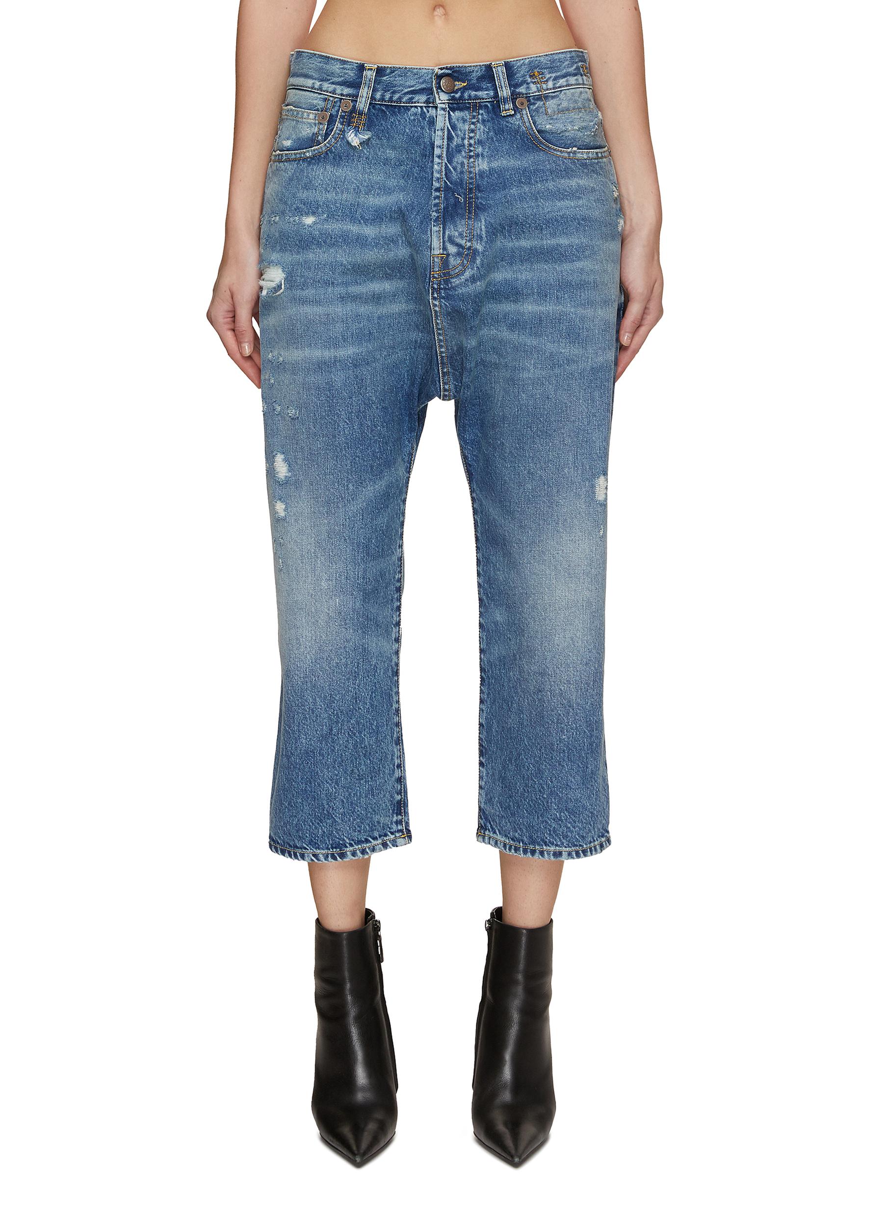 Tailored Drop Crotch Distressed Jeans