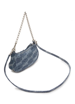 Detail View - Click To Enlarge - BALENCIAGA - Mini Le Cagole Bleached Denim Wallet on Chain