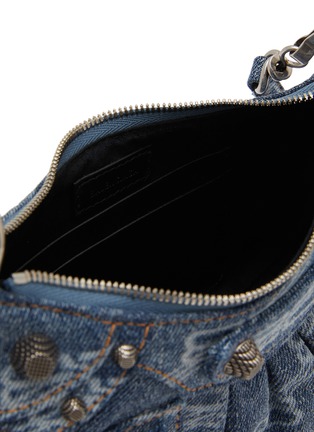 Detail View - Click To Enlarge - BALENCIAGA - Mini Le Cagole Bleached Denim Wallet on Chain