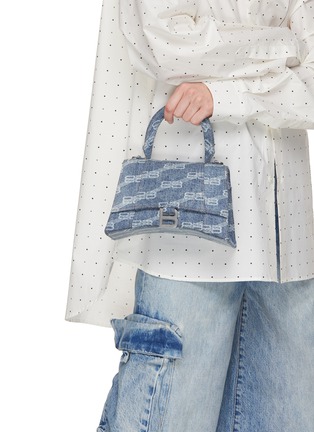 Front View - Click To Enlarge - BALENCIAGA - Hourglass Washed BB Monogram Denim Bag