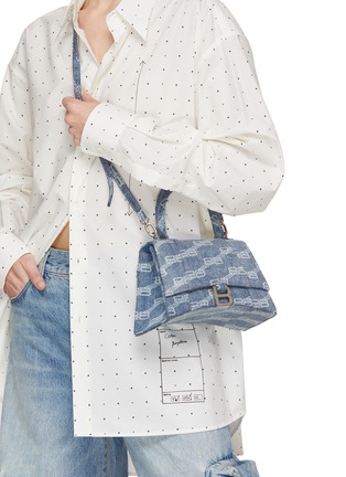 Figure View - Click To Enlarge - BALENCIAGA - Hourglass Washed BB Monogram Denim Bag