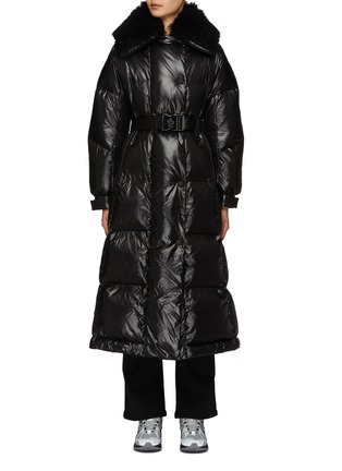 Main View - Click To Enlarge - MONCLER - Belted Chamoille Long Coat