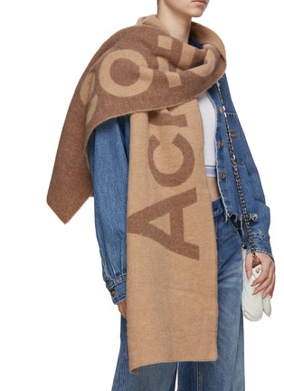 ACNE STUDIOS Wool Blend Contrast Logo Scarf BEIGE Women