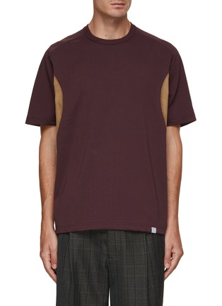 Main View - Click To Enlarge - KOLOR BEACON - Contrast Underarm Insert Crewneck T-Shirt