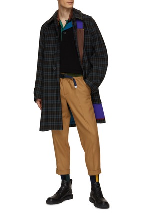 Figure View - Click To Enlarge - KOLOR BEACON - Belted Waist Detail Tapered Pants