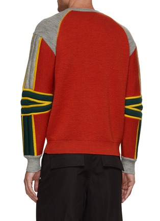 Back View - Click To Enlarge - KOLOR BEACON - Colour Blocking Patchwork Crewneck Sweater