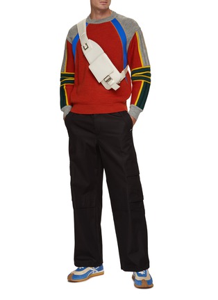 Figure View - Click To Enlarge - KOLOR BEACON - Colour Blocking Patchwork Crewneck Sweater