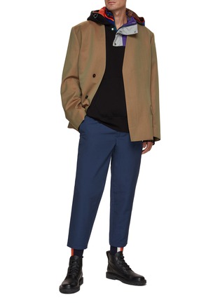Figure View - Click To Enlarge - KOLOR BEACON - Contrast Waist With Belt Cropped Wide Leg Pants