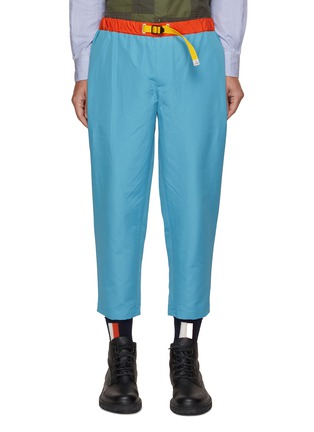 Main View - Click To Enlarge - KOLOR BEACON - Contrast Waist With Belt Cropped Wide Leg Pants
