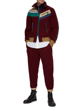 Figure View - Click To Enlarge - KOLOR BEACON - Contrast Fleece Quarter Zip Button Down Shirt