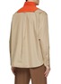 Back View - Click To Enlarge - KOLOR BEACON - Contrast Fleece Quarter Zip Button Down Shirt