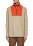 Main View - Click To Enlarge - KOLOR BEACON - Contrast Fleece Quarter Zip Button Down Shirt