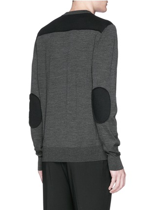 Back View - Click To Enlarge - LANVIN - Contrast yoke and elbow patch sweater