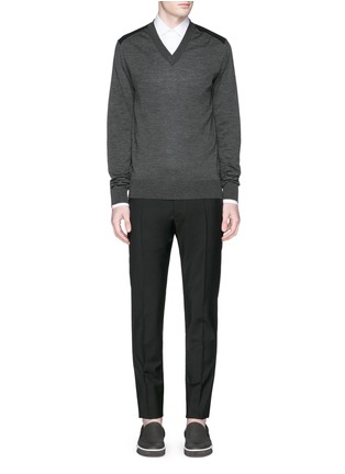 Figure View - Click To Enlarge - LANVIN - Contrast yoke and elbow patch sweater