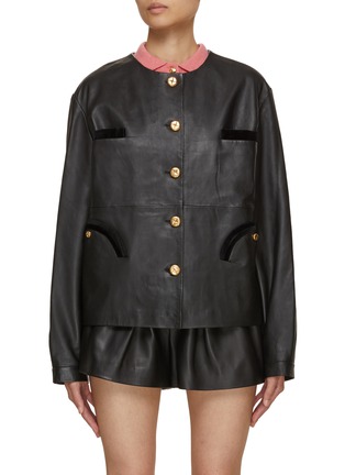 Main View - Click To Enlarge - BLAZÉ MILANO - Gliss Leather Bolero Jacket