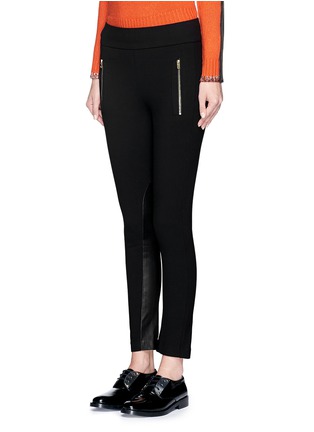 Front View - Click To Enlarge - RAG & BONE - 'Dino' lamb leather trim twill skinny pants