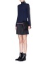 Figure View - Click To Enlarge - RAG & BONE - 'Nettie' felt panel sateen zip-up skirt