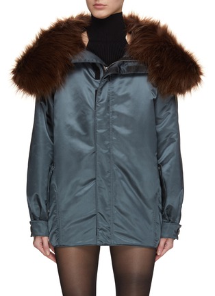 Main View - Click To Enlarge - ALAÏA - Faux Fur Collar Oversized Bomber Jacket